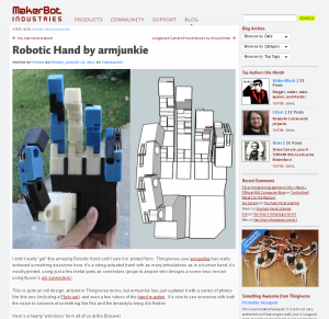 Mention on MakerBot Blog